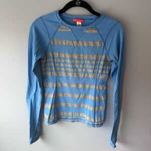 Ivivva (Lululemon) Blue and Gray Striped Long Sleeve Shirt
